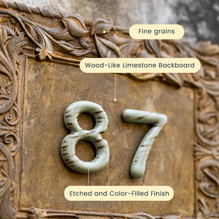 High-Grade Natural Limestone House Sign with Ceramic Lettering