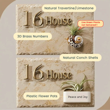 High-Grade Plant Decoration Marble Brass House Sign 03