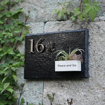 High-Grade Plant Decoration Marble Brass House Sign 05