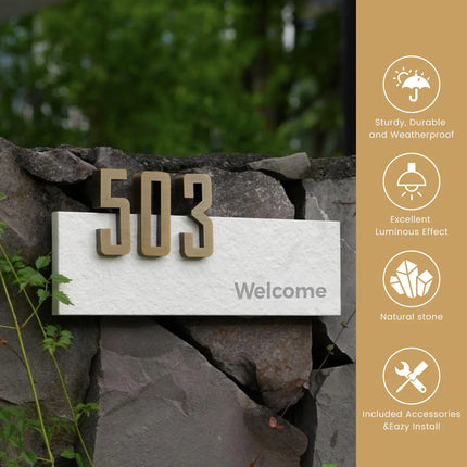High-Grade Simple Luminous Bluestone House Sign