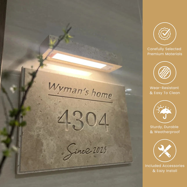 High-Grade Travertine Luminous Doorplate