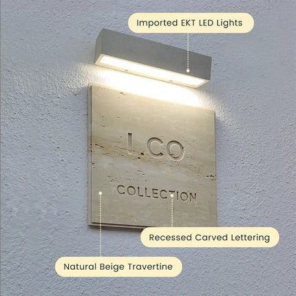 High-Grade Travertine Luminous Doorplate