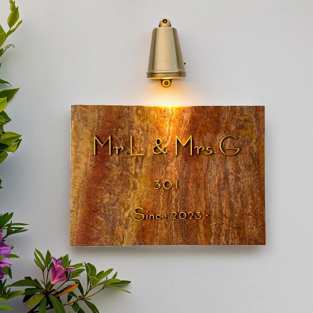 High-Grade Vintage Brass Travertine Doorplate Customization house sign sku8.1