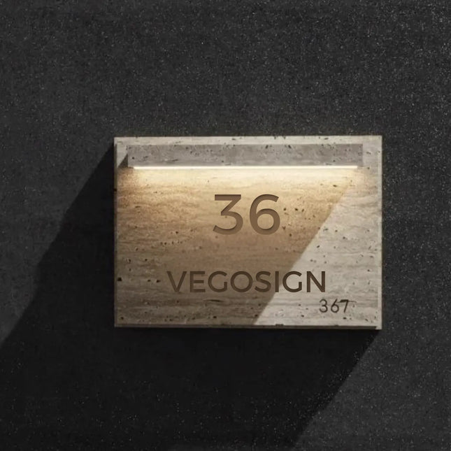 House Sign Outdoor Wall Light Waterproof Natural Travertine Sign Light