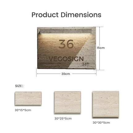 House Sign Outdoor Wall Light Waterproof Natural Travertine Sign Light