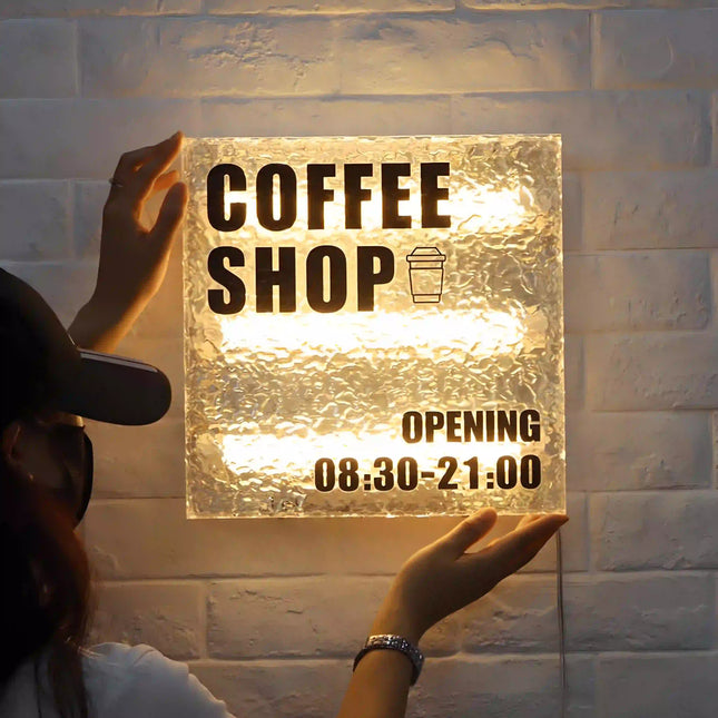INS-Inspired Textured Glass Acrylic Light Box Shop Sign – Illuminated Custom