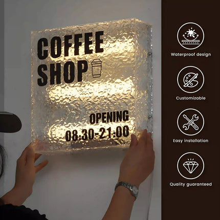 INS-Inspired Textured Glass Acrylic Light Box Shop Sign – Illuminated Custom