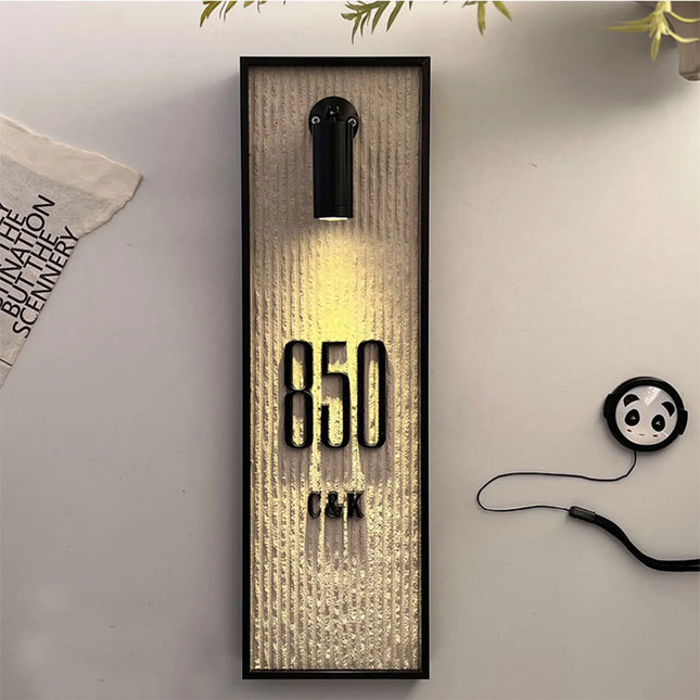 Illuminated Slate House Sign - Vintage Aluminum Letters