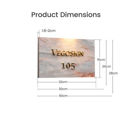Luxury Marble House Sign with 3D Brass Letters – Weatherproof & Elegant