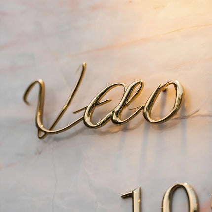 Luxury Marble House Sign with 3D Brass Letters – Weatherproof & Elegant