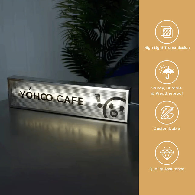 Rectangle Ribbed Acrylic LED Shop Sign – Wall-Mounted Light Box Display