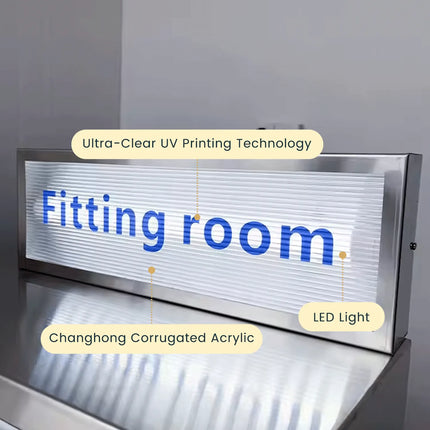 Rectangle Ribbed Acrylic LED Shop Sign – Wall-Mounted Light Box Display