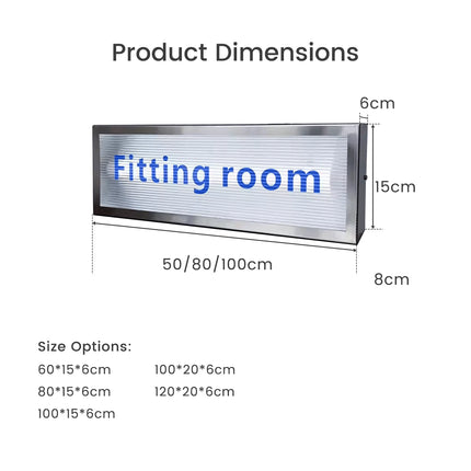 Rectangle Ribbed Acrylic LED Shop Sign – Wall-Mounted Light Box Display