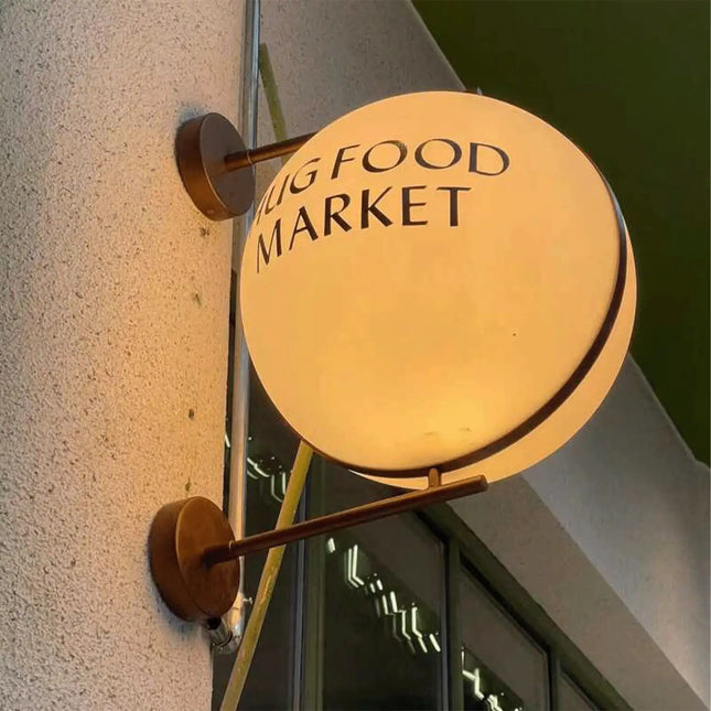 Retro Spherical Light Box – Side-Mounted Shop Sign Custom