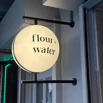 Retro Spherical Light Box – Side-Mounted Shop Sign Custom
