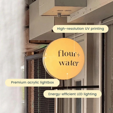 Retro Spherical Light Box – Side-Mounted Shop Sign Custom