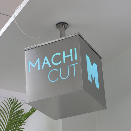 Rotating Cube Stainless Steel Hanging Sign – Simple Design Customized