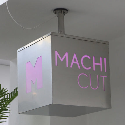 Rotating Cube Stainless Steel Hanging Sign – Simple Design Customized