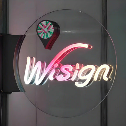 Round Conductive Glass Business Sign – Custom LED Wall-Mounted Sign