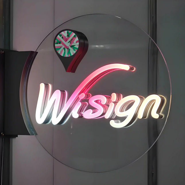 Round Conductive Glass Business Sign – Custom LED Wall-Mounted Sign