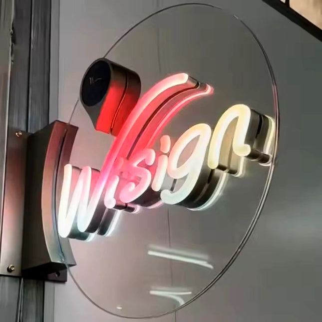 Round Conductive Glass Business Sign – Custom LED Wall-Mounted Sign