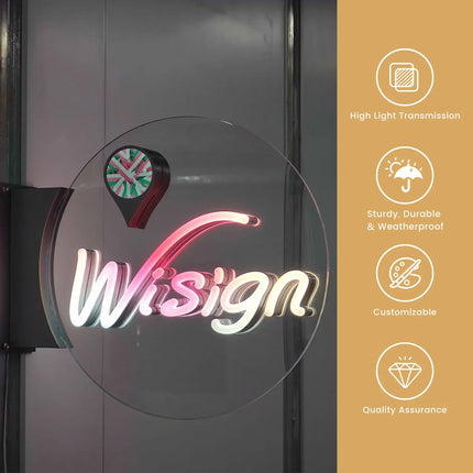 Round Conductive Glass Business Sign – Custom LED Wall-Mounted Sign