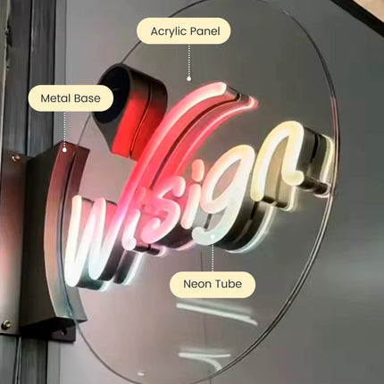 Round Conductive Glass Business Sign – Custom LED Wall-Mounted Sign