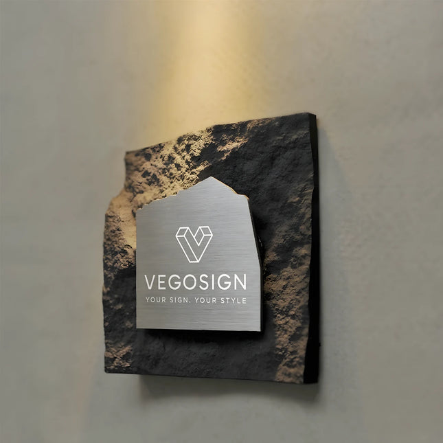 Simple Imitation Stone Stainless Steel Brushed Shop Sign