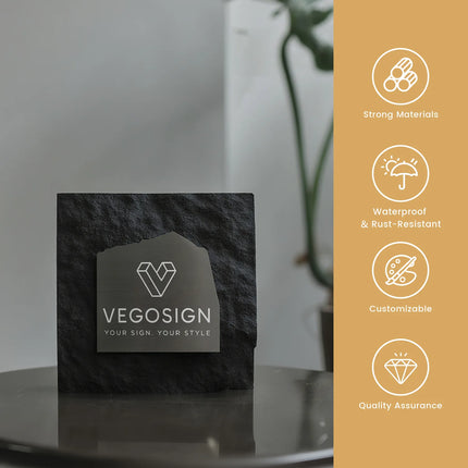 Simple Imitation Stone Stainless Steel Brushed Shop Sign