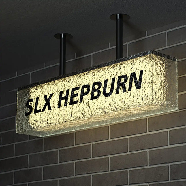 Stone-Texture Acrylic Lightbox – Custom Wall-Mounted Sign – Adjustable LED Display