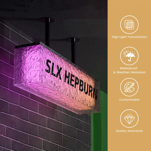 Stone-Texture Acrylic Lightbox – Custom Wall-Mounted Sign – Adjustable LED Display