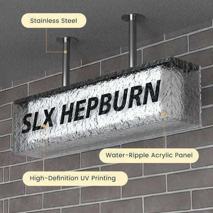 Stone-Texture Acrylic Lightbox – Custom Wall-Mounted Sign – Adjustable LED Display