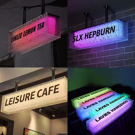 Stone-Texture Acrylic Lightbox – Custom Wall-Mounted Sign – Adjustable LED Display