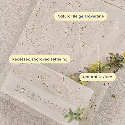 Warm Natural Travertine Bouquet Doorplate